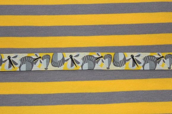 Webband, Lillestoff, gelb-grau, Butterfly NEU2013 1m