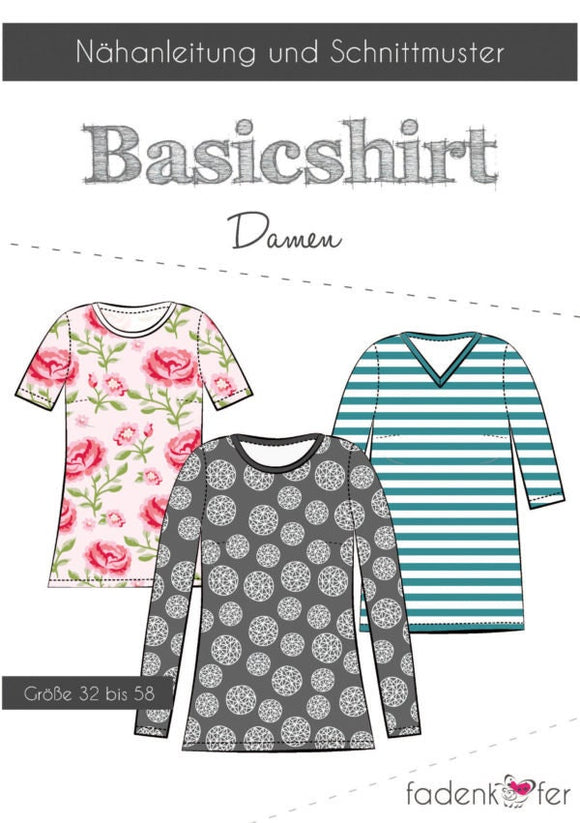 Basicshirt Damen – Papierschnittmuster von Fadenkäfer