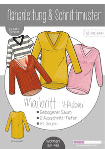 Maibritt V-Pullover Damen – Papierschnittmuster von Ki-ba-doo
