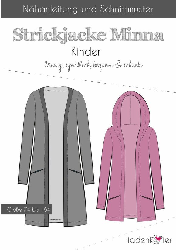 Minna Strickjacke Kinder – Papierschnittmuster von Fadenkäfer