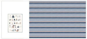 Jersey Panel, Alphabet im maritimen Design, Streifen blau grau