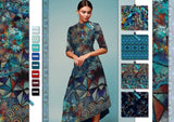 Jersey Damen Abstrakt Kaleidoskop Blautöne Panel Stenzo Design